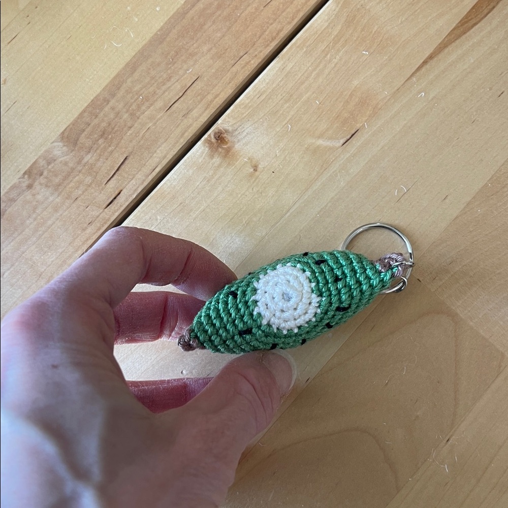 Handcrafted Fruit Slice Keychain Accessory - Summer Crochet Bag Charm Sunny - Picture 12 of 16